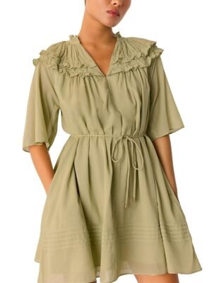 Whistles Petite Cotton Frill Mini Dress
