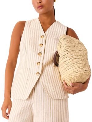 Whistles Petite Linen Stripe Vest
