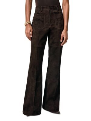 Reiss Petite Suede Flare Leg Pants