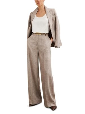 Reiss Petites Isla Texture Wide Leg Pants