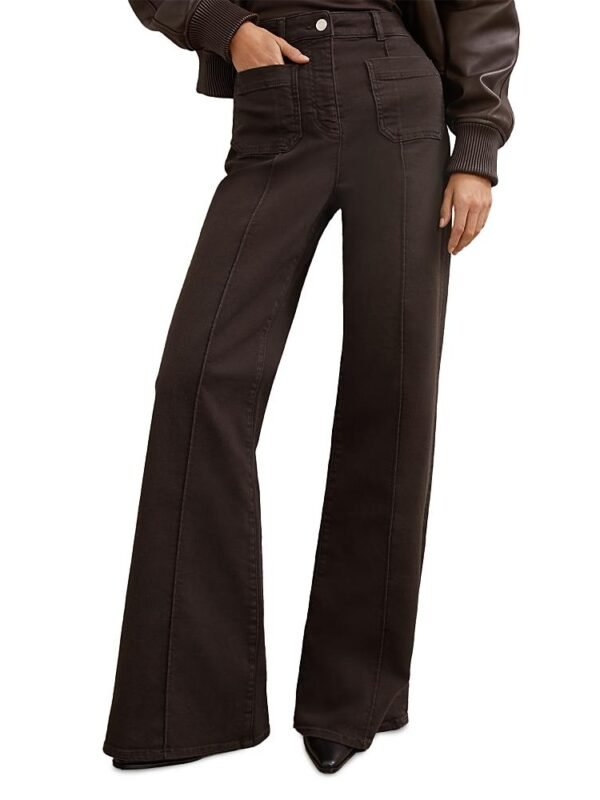 Reiss Petites Sakura Flare Patch Pocket Jeans in Chocolate