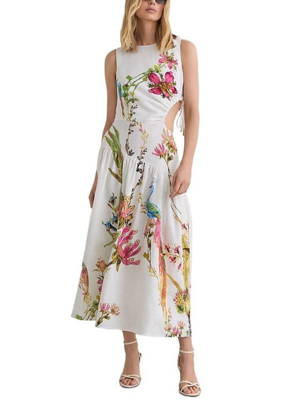Reiss Petites Bianca Linen Cutout Dress
