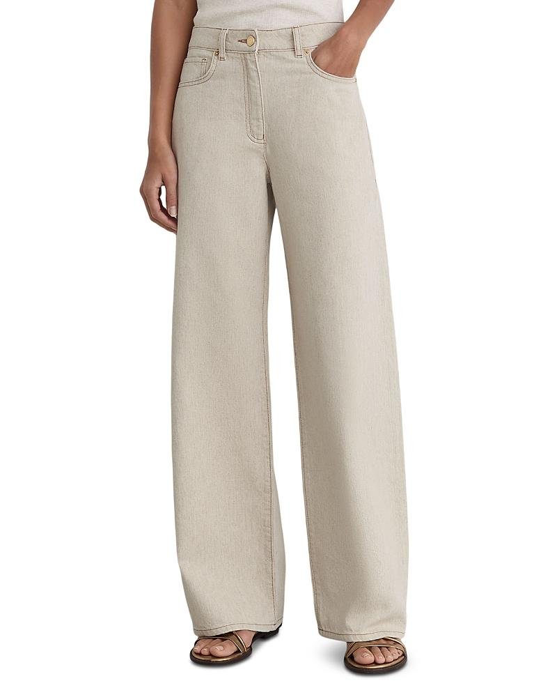 Reiss Petite Febe High Rise Wide Jeans in Cream