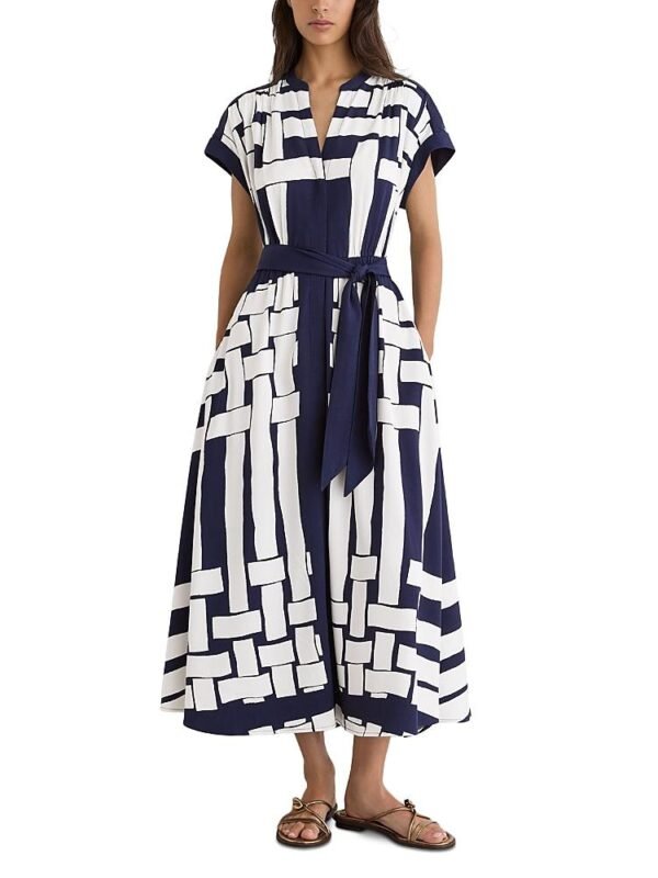Reiss Petite Samira Scarf Printed Midi Dress