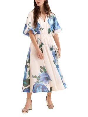 Phase Eight Petite Adeline Cream Floral Midi Dress