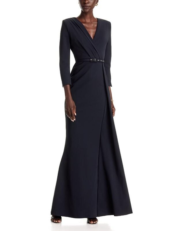 Chiara Boni La Petite Robe Avize Belted 3/4 Sleeve Gown
