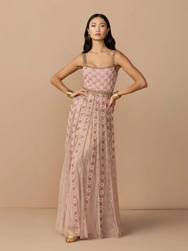 Rose Sleeveless Embellished A-line Gown