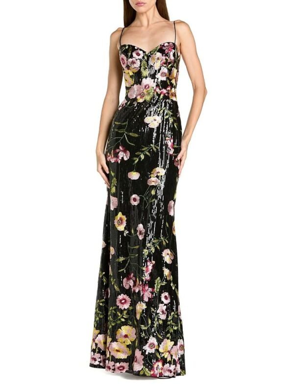 Mac Duggal Petite Sleeveless Bustier Floral Applique Gown