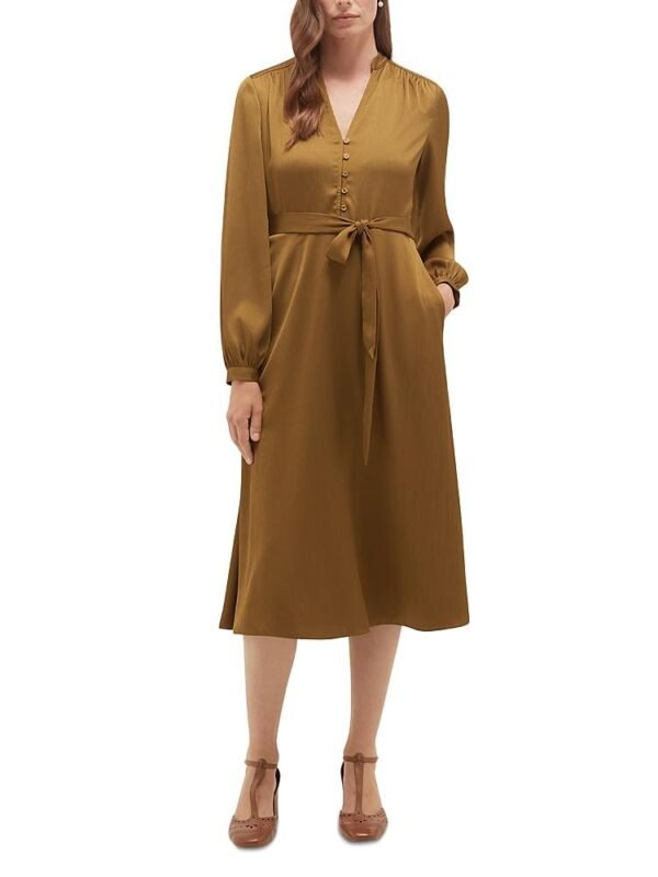 Hobbs London Petites Katia Button Placket Tie Waist Dress