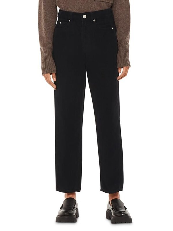 Whistles Petite High Waist Cord Barrel Jeans in Black