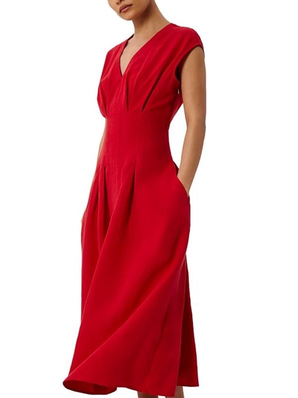 Whistles Petite Panel Linen Blend Dress