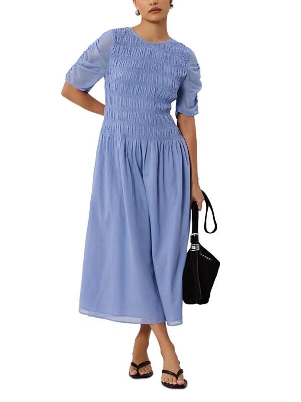Whistles Petite Shirred Panel Cotton Dress