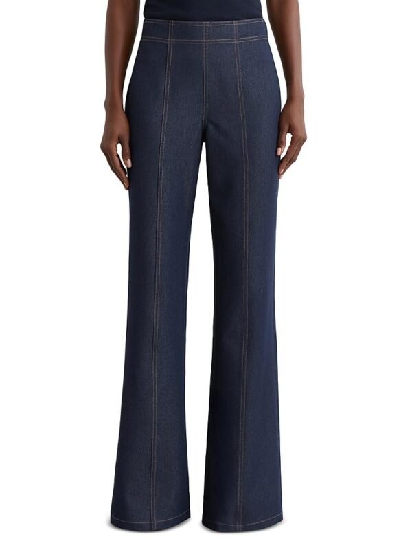 Reiss Petite Edie Flare Pants in Dark Blue