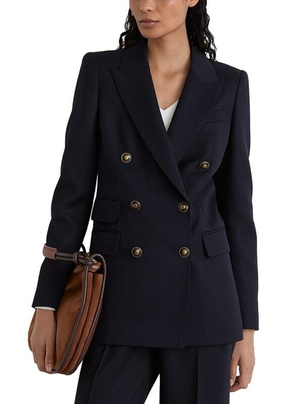 Reiss Petite Lauryn Double Breasted Twill Blazer