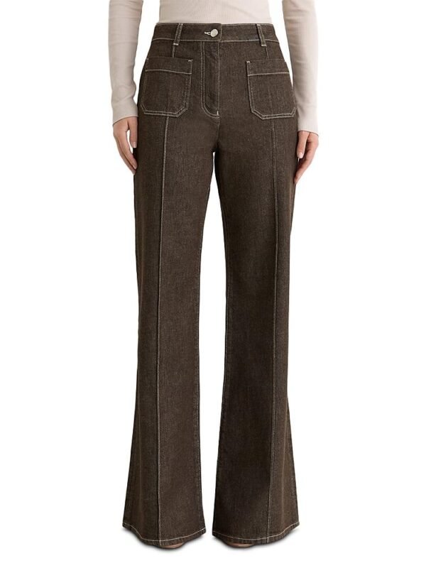 Reiss Petite Sakura Cotton Stretch Flare Leg Pants