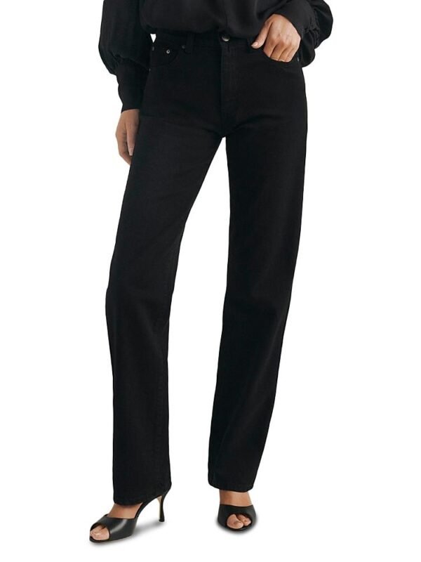 DL1961 Petite Cate Classic High Rise Straight Jeans in Black