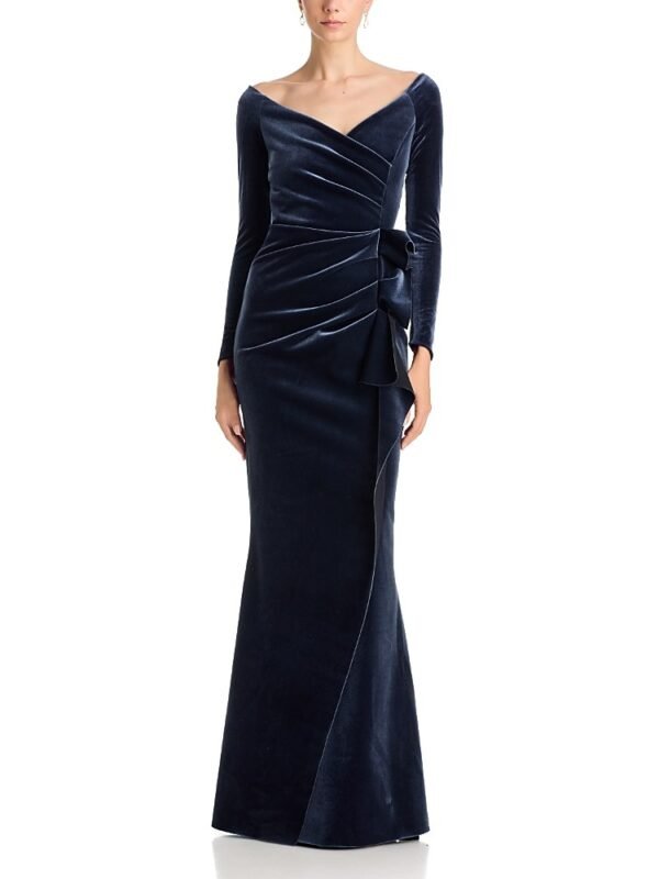 Chiara Boni La Petite Robe Silveria Off-the-Shoulder Velvet Gown