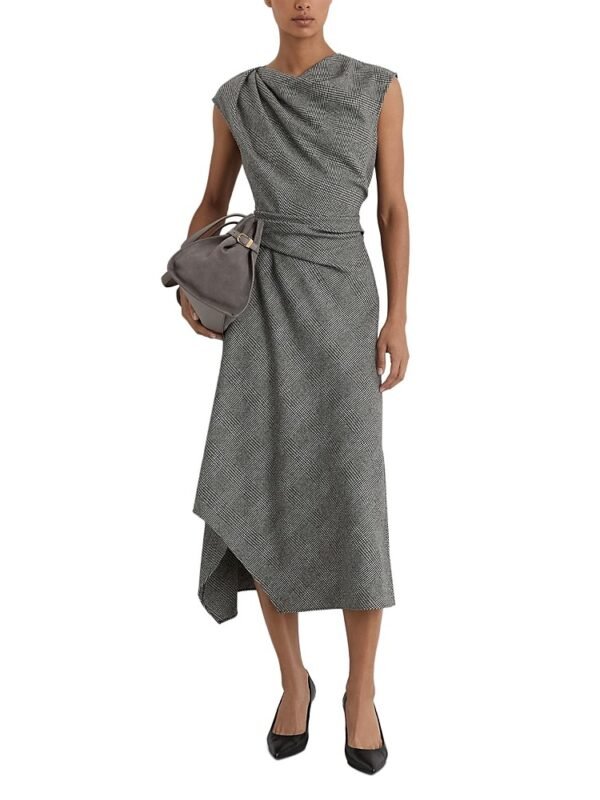 Reiss Petite Clara Asymmetric Draped Midi Dress