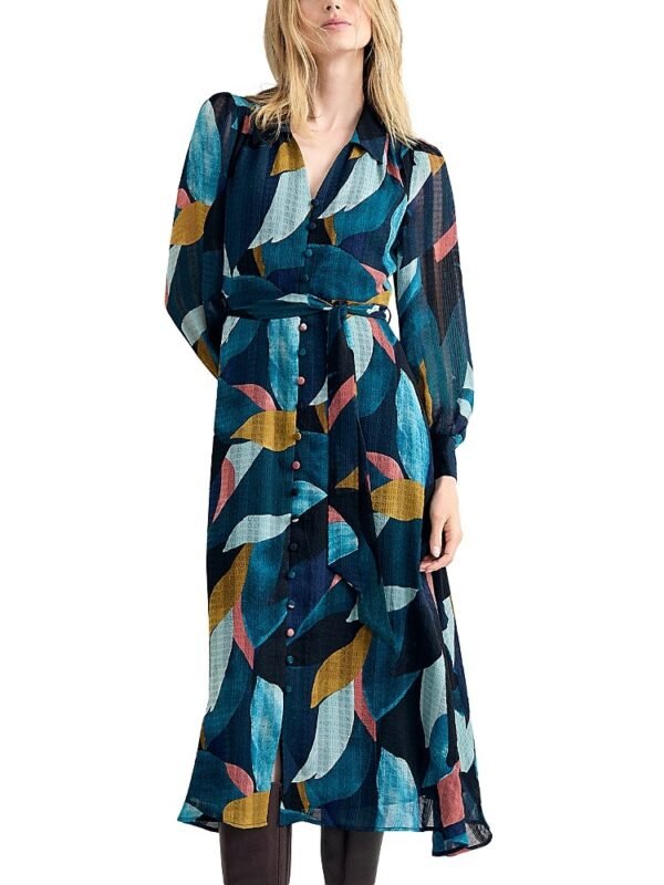 Phase Eight Petite Catalina Petal Abstract Print Midi Dress