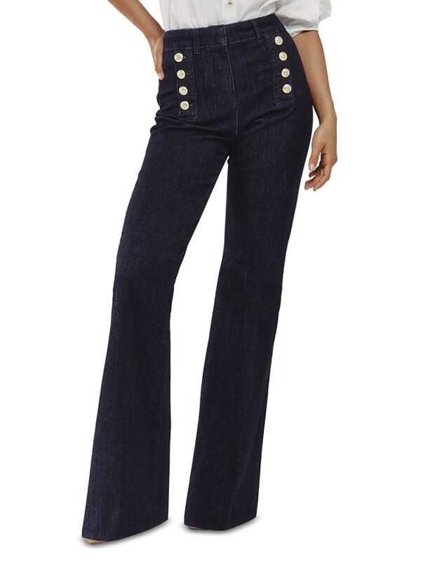 Reiss Petites Athena Flared Leg Jeans In Dark Blue