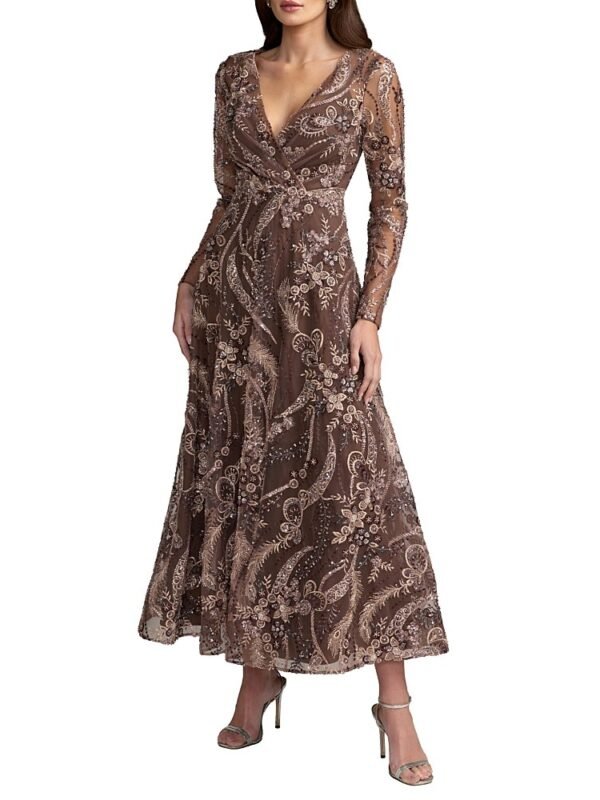 Mac Duggal Petite Beaded Embroidered Maxi Dress