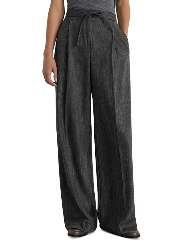 Reiss Petites Derby Pleated Wide Leg Pants