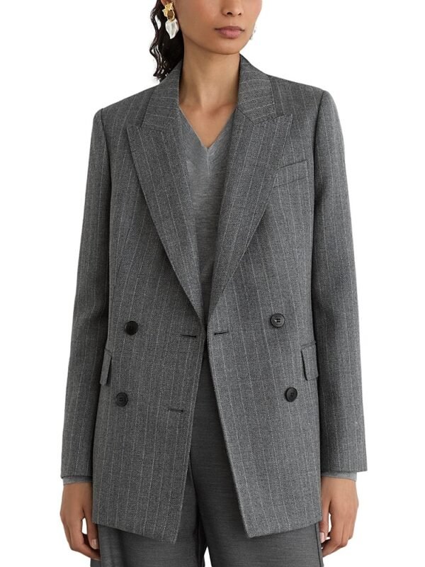 Reiss Petite Astrid Herringbone Wool Double Breasted Blazer