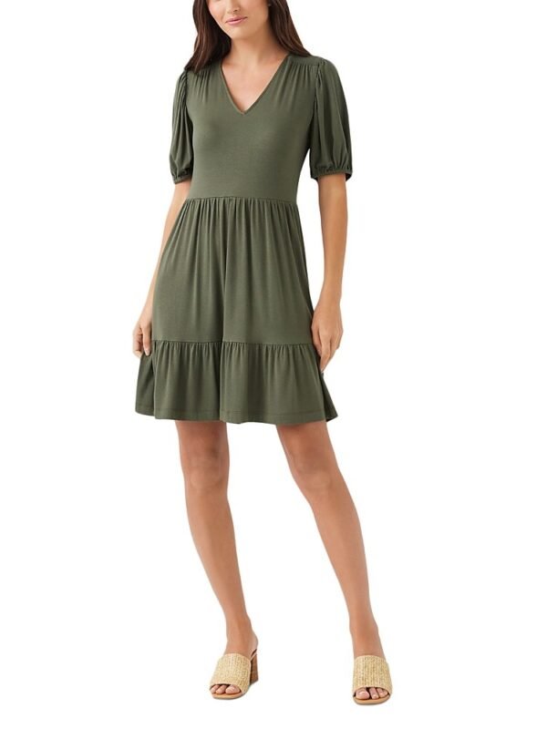 Karen Kane Petite Puff Sleeve Tiered Dress