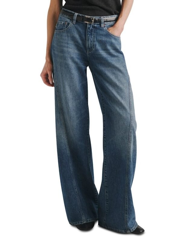 DL1961 Alex Petite Highluxe Mid Rise Baggy Wide Leg Jeans in Authentic