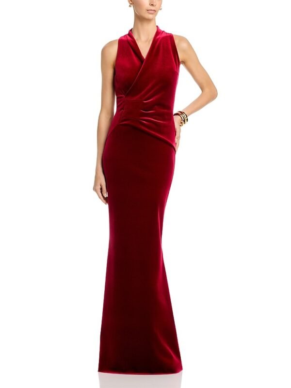 Chiara Boni La Petite Robe Medey Gathered Velvet Gown