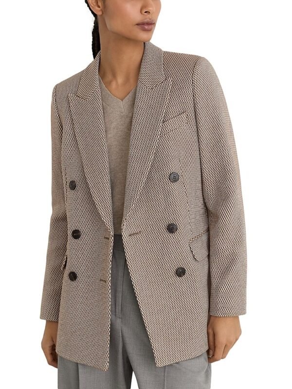 Reiss Petite Aubrey Textured Double Breasted Blazer