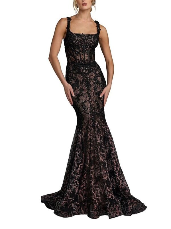Mac Duggal Petite Sleeveless Embellished Lace Mermaid Gown