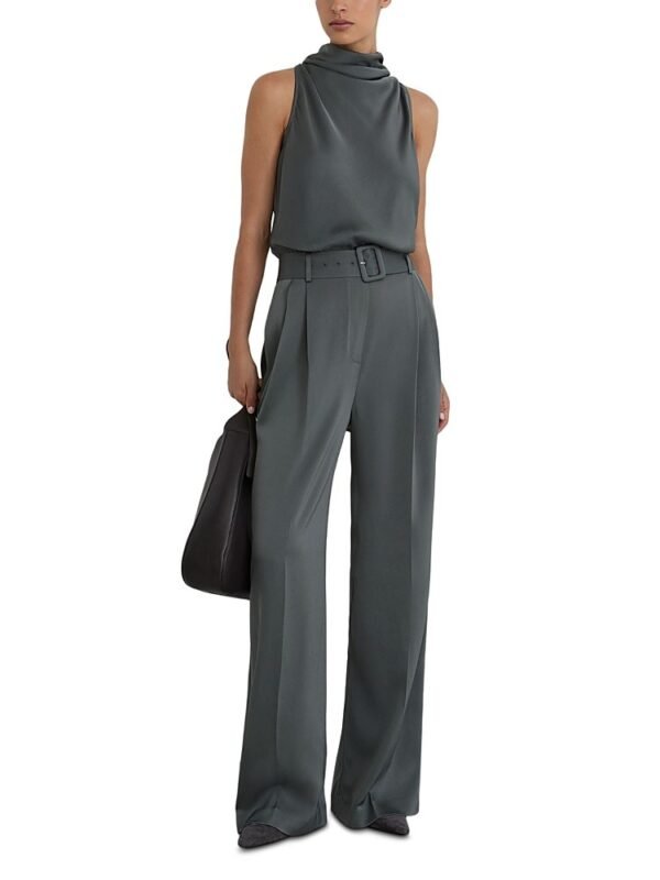 Reiss Petite Erica Matte Satin Belted Jumpsuit
