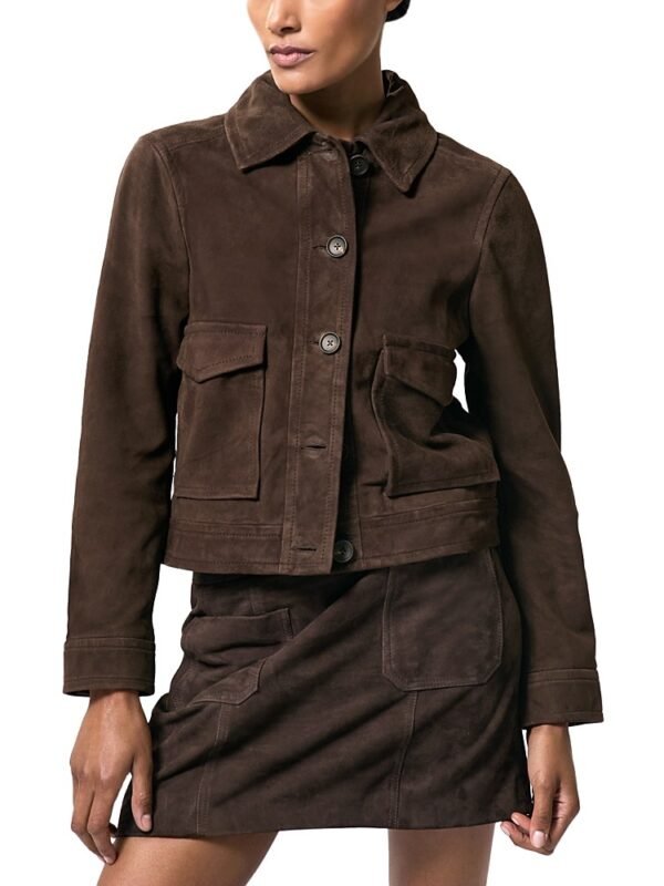 Reiss Petite Suede Trucker Jacket
