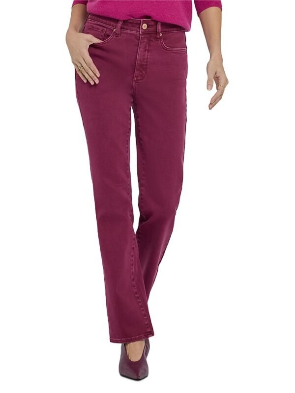 Nydj Petites Marilyn High Rise Straight Jeans in Retro True Burgundy