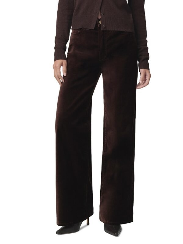 Joe's Jeans The Mia Petite Velveteen Wide Leg Jeans in Coffee Bean