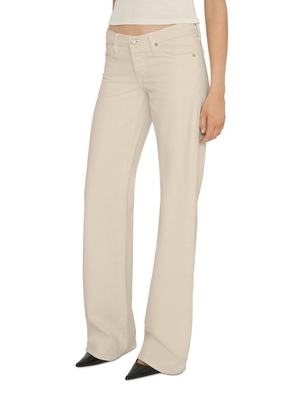 Frame x Amelia Gray Petite The Pixie Gray Low Rise Wide Flare Leg Jeans in Cappuccino