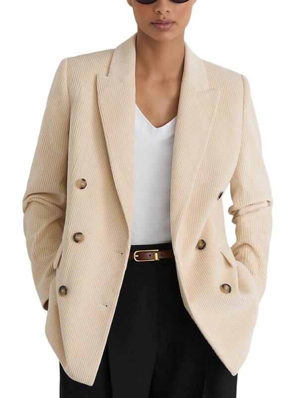 Reiss Petite Sadie Cotton Corduroy Double Breasted Blazer