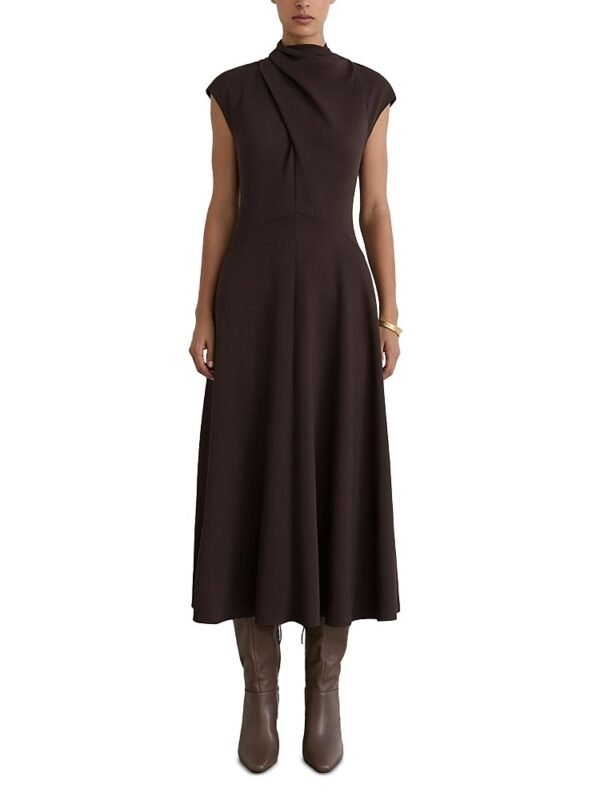Reiss Petite High Neck Midi Dress