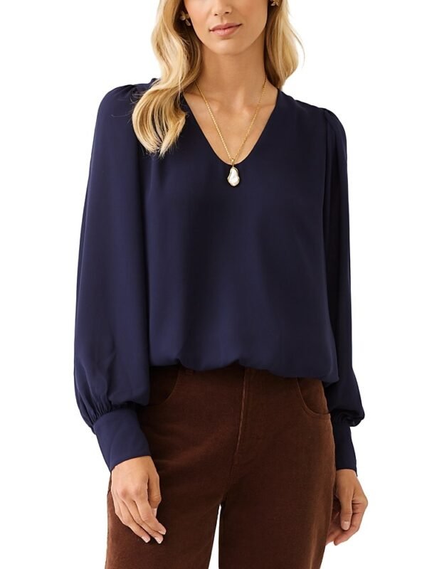 Karen Kane Petite V Neck Puff Sleeve Top