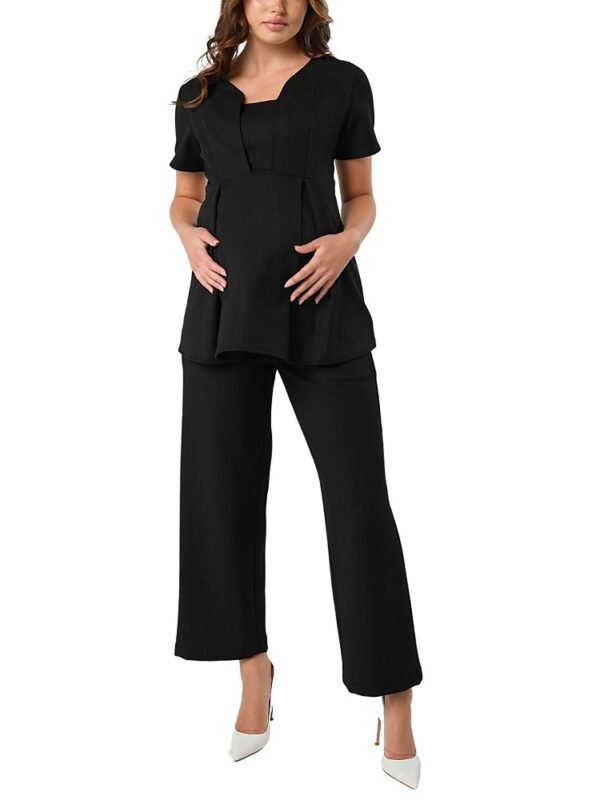 Marion Women's Wide Leg Maternity Work Pant in Italian Stretch Suiting Fabric (Regular & Petite)