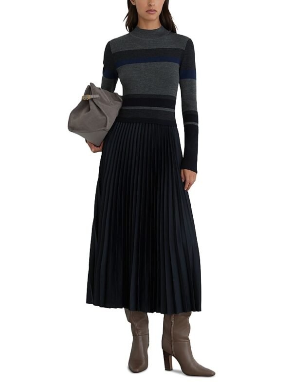 Reiss Petites Wool Blend Stripe Midi Dress