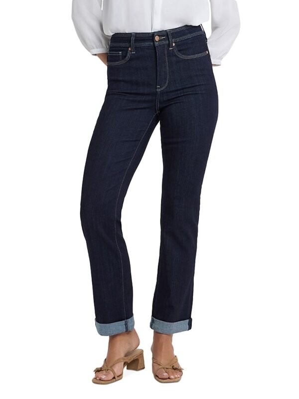 Nydj Petites Marilyn High Rise Triple Stitch Straight Jeans in Morning Tides