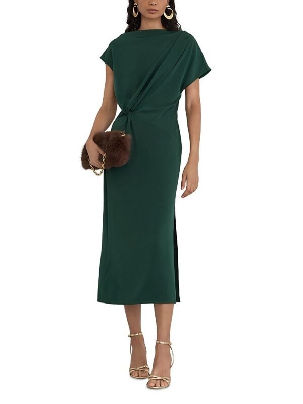 Reiss Petites Beth Draped Side Slit Midi Dress