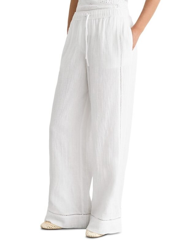 Reiss Petite Rue Cotton Cheesecloth Wide Leg Pants
