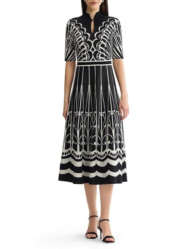 Ming Wang Petite Fit N Flare Feminine Soft Knit Maxi Dress